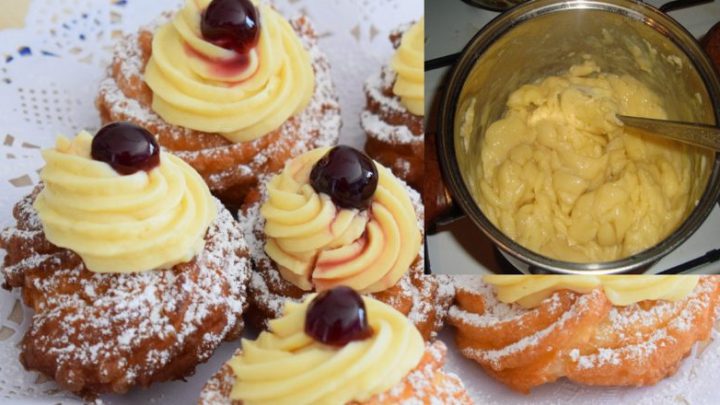 Lahodný italský dezert s krémem Zeppole