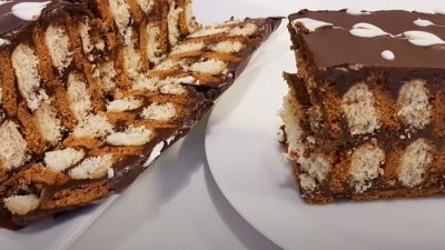 Nepečený piškotovo – sušenkový zákusek s příchutí kakaa a čokolády