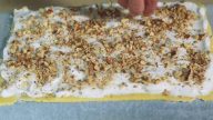 Kyjevský dort – vrstvený moučník s vlašskými ořechy a vanilkovým pudinkovým krémem