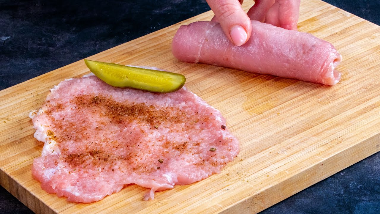 Vepřové závitky s nakládanou okurkou
