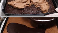 Kakaové řezy s čokoládovou šlehačkou a polevou z mléčné a hořké čokolády
