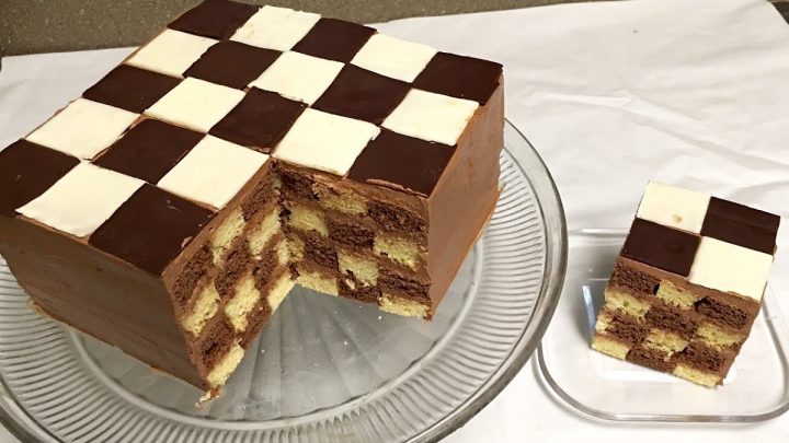 Nádherný a vynikající šachovnicový dort, který se rozplyne na jazyku