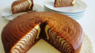 Dvoubarevný krupicový koláč „Zebra“