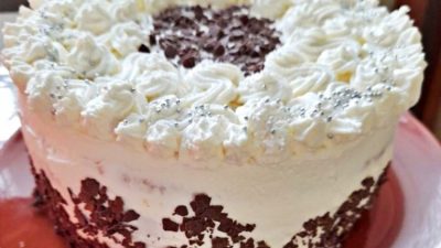 Sněhový dort s krémem z mascarpone a šlehačky