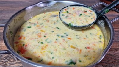 Krémová norská polévka se zeleninou a tuňákem