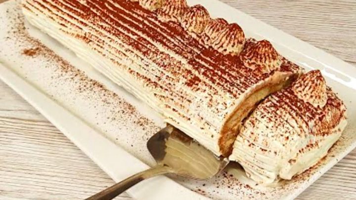 Nepečená tiramisu roláda s kakaem