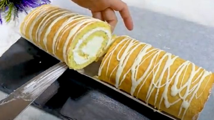 Rychlá piškotová roláda s bílou čokoládou