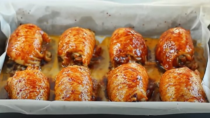 Roládky z kuřecích stehen s houbami