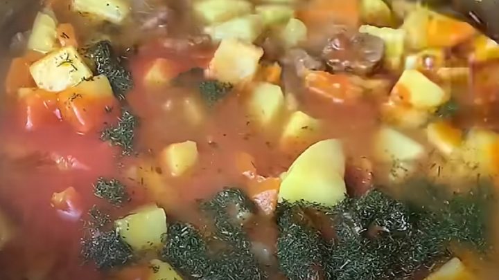 Hustá gulášová polévka s koprem