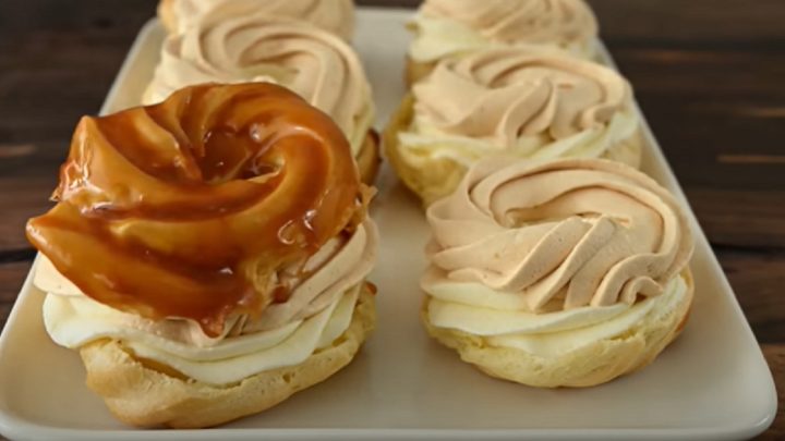 Domácí karamelové větrníky se 2 druhy krémů