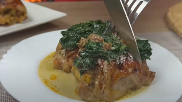 Pečené kuřecí rolky se špenátem