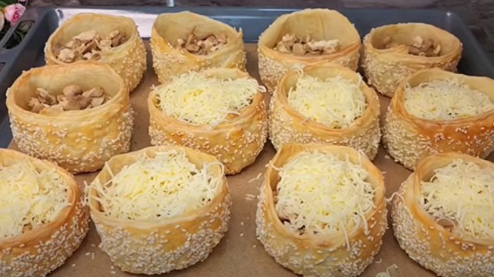 Slané košíčky s žampionovou náplní