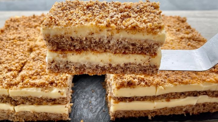 Ořechové řezy na plech s jemným krémem