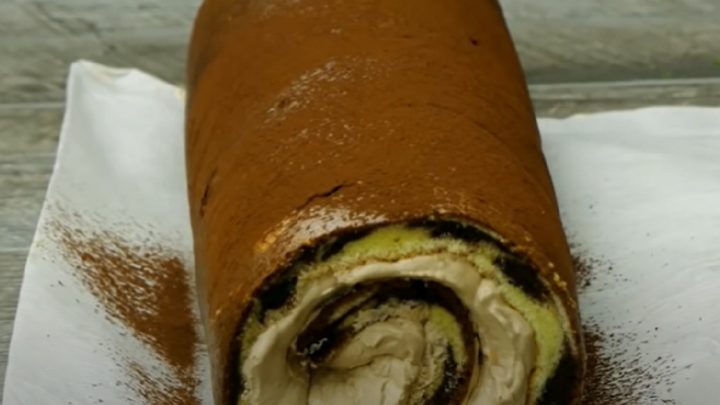 Dvoubarevná roláda s kakaovým krémem