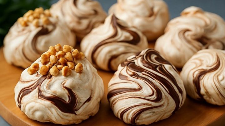 Mramorované pusinky s čokoládou a ořechy