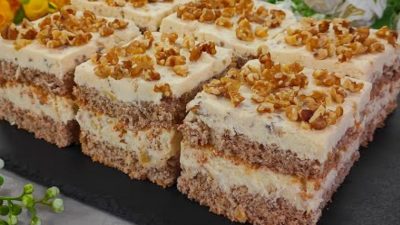Ořechový řez na plech s krémem