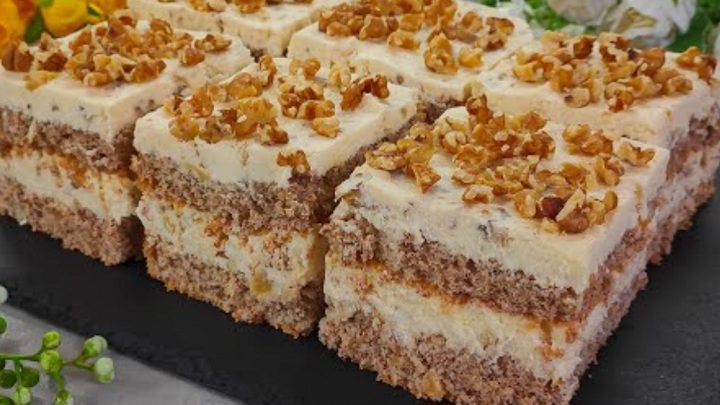 Ořechový řez na plech s krémem