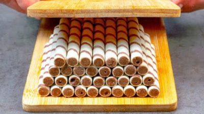 Nepečený trubičkový řez se 2 druhy krému