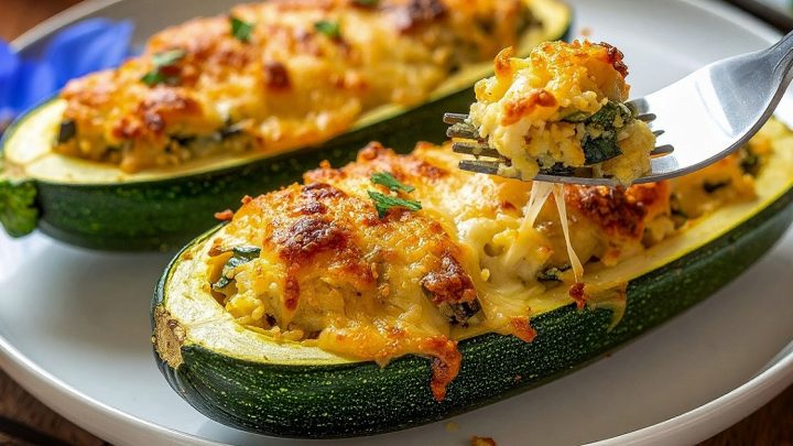 Zapečené cuketové lodičky s houbami