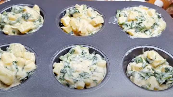 Špenátové muffiny s brambory a sýrem