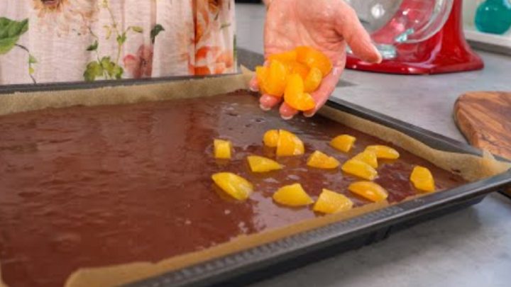 Meruňkový koláč s tvarohem a kakaem