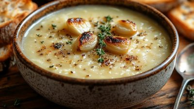 Francouzská česnečka s tymiánem a smetanou