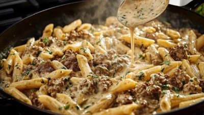 Rychlé těstoviny s mletým masem a bylinkami