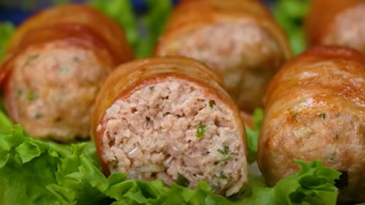 Pečené mleté maso ve slanině