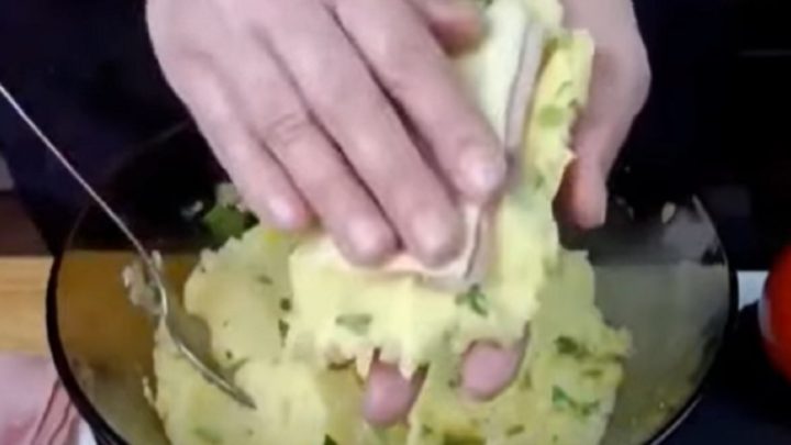 Bramborové řízečky se sýrem a šunkou