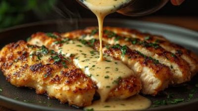 Řízek v parmazánové omáčce s česnekem