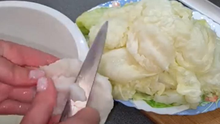 Smažené zelné listy s mletým masem