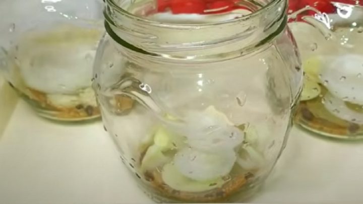 Nakládaná rajčata s cibulí a česnekem