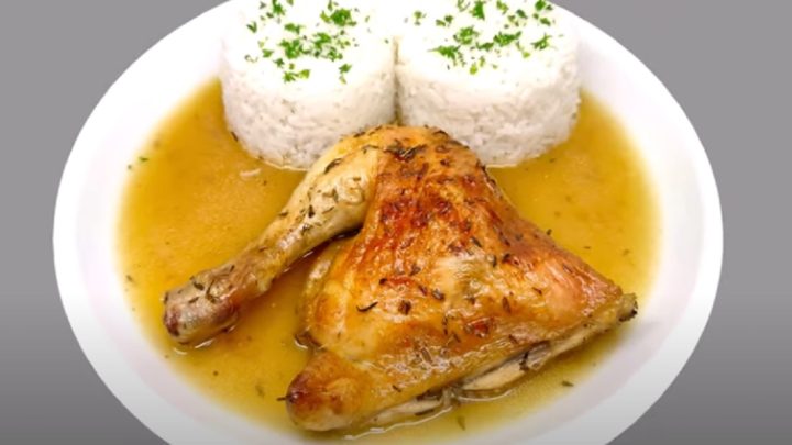 Kuře na pivě s tymiánem a vařenou rýží