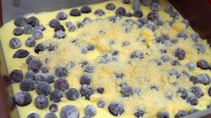 Rybízový koláč s tvarohem a drobenkou