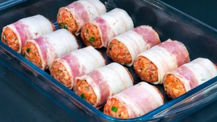 Pečené mleté maso ve slanině