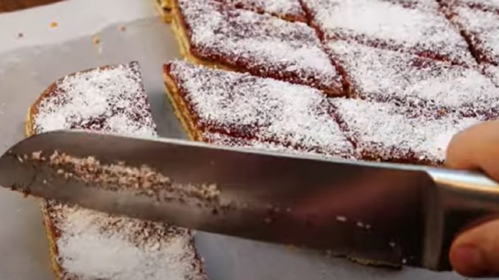 Sušenkové řezy s marmeládou a kokosem