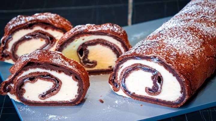 Kakaová palačinková roláda s vanilkou