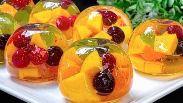 Ovocné koule v pomerančové želatině