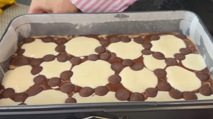 Vláčný strakatý koláč s čokoládou