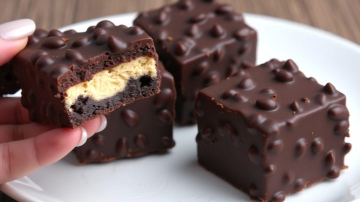 Nepečené čokoládové kostky s ořechy