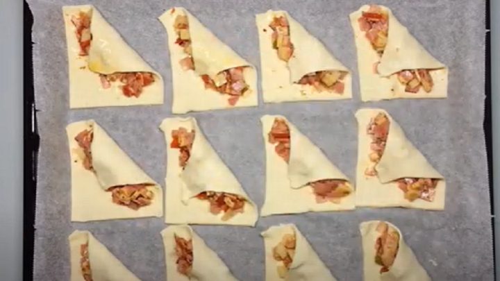 Taštičky z listového těsta se slaninou