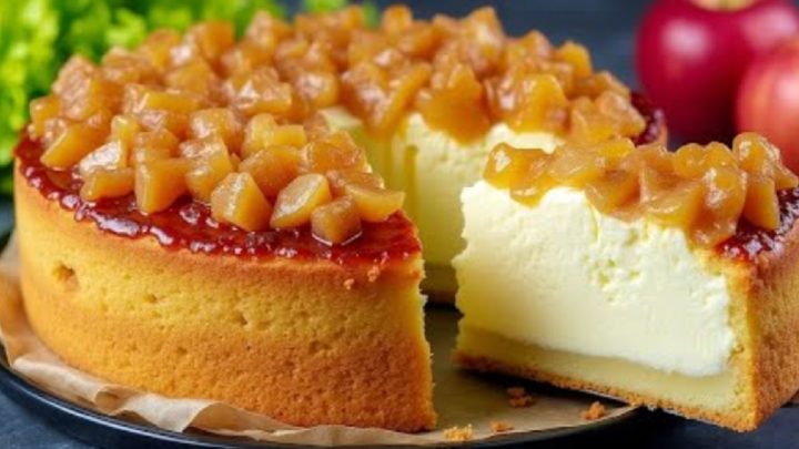 Tvarohový dort s jablky a skořicí