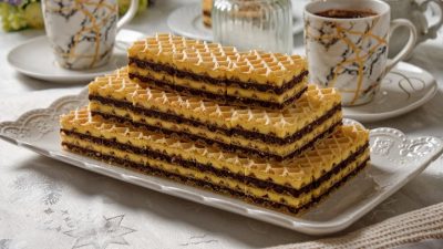 Nepečené oplatkové řezy se 2 druhy náplně