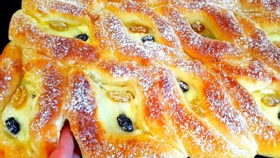 Nadýchané buchty s tvarohem a rozinkami