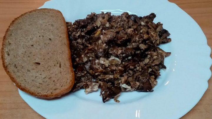 Rychlá houbová smaženice s cibulí Rychlá houbová smaženice s cibulí