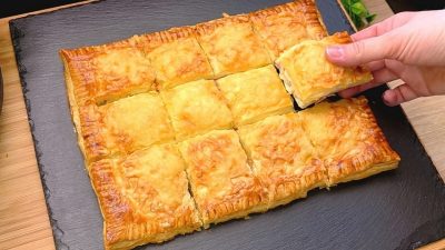 Čtverečky z listového těsta se šunkou