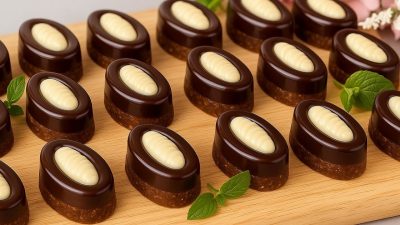 Nepečená datlová zrna s bílou čokoládou