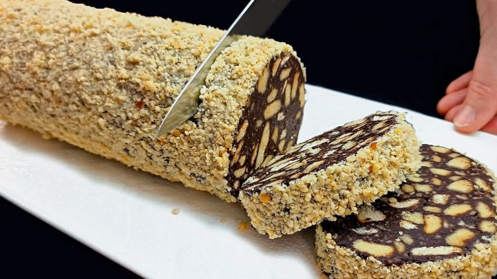 Nepečený čokoládový salám s arašídy