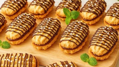 Stříkané banánky s čokoládou a vanilkou