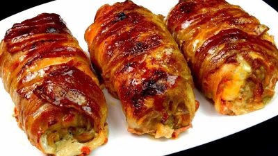 Mini roládky ve slanině s paprikou